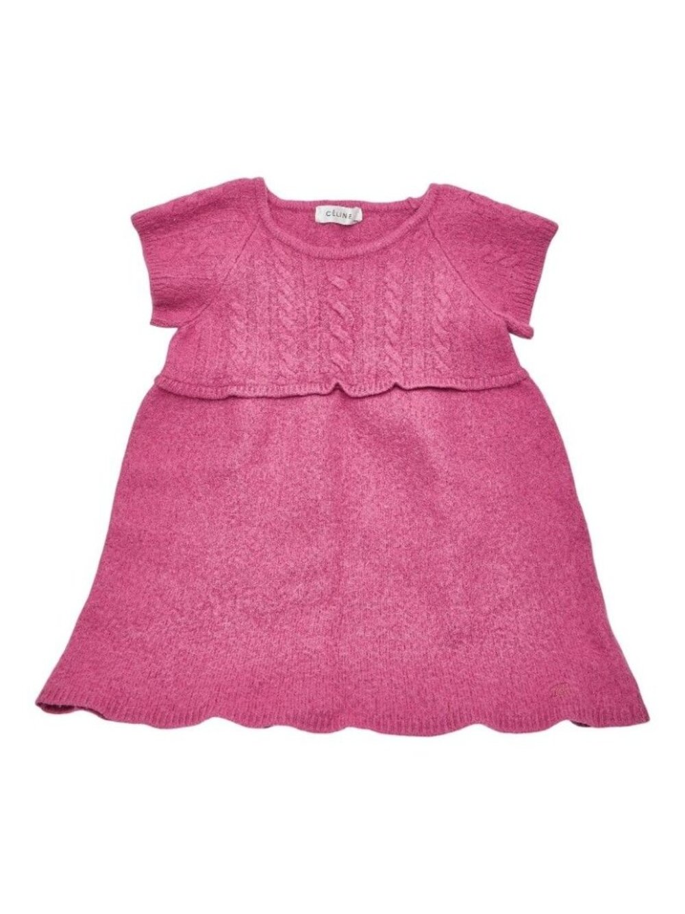 Celine Knit Dress Short Sleeves Size 120 Pink Wool Acrylic Kids
